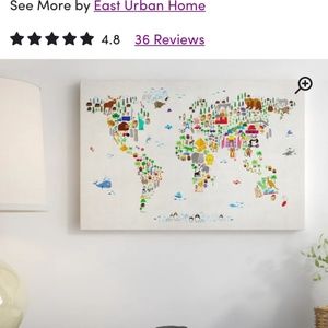 Animal Map of World canvas